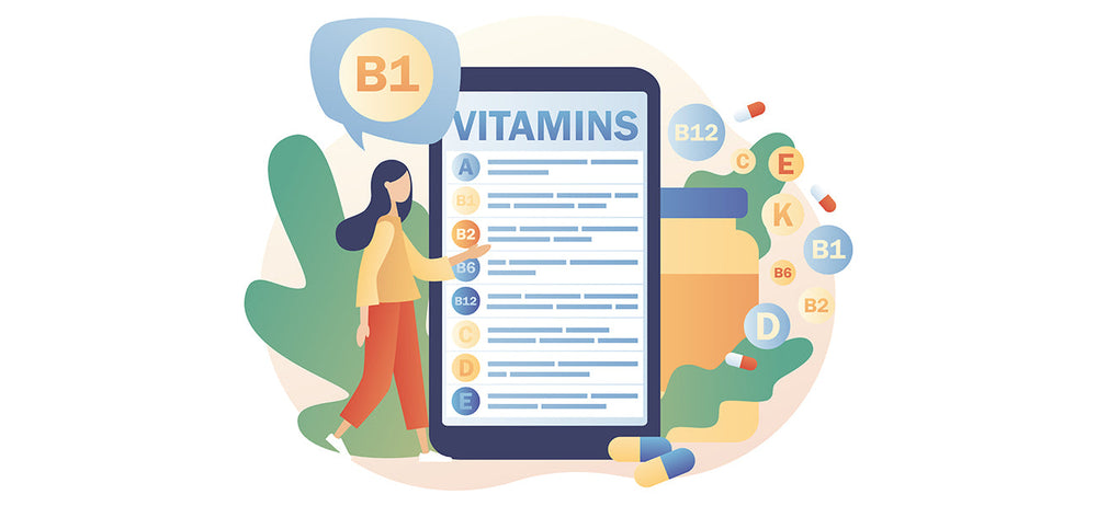 Woman scrolling to find vitamin supplements for women 