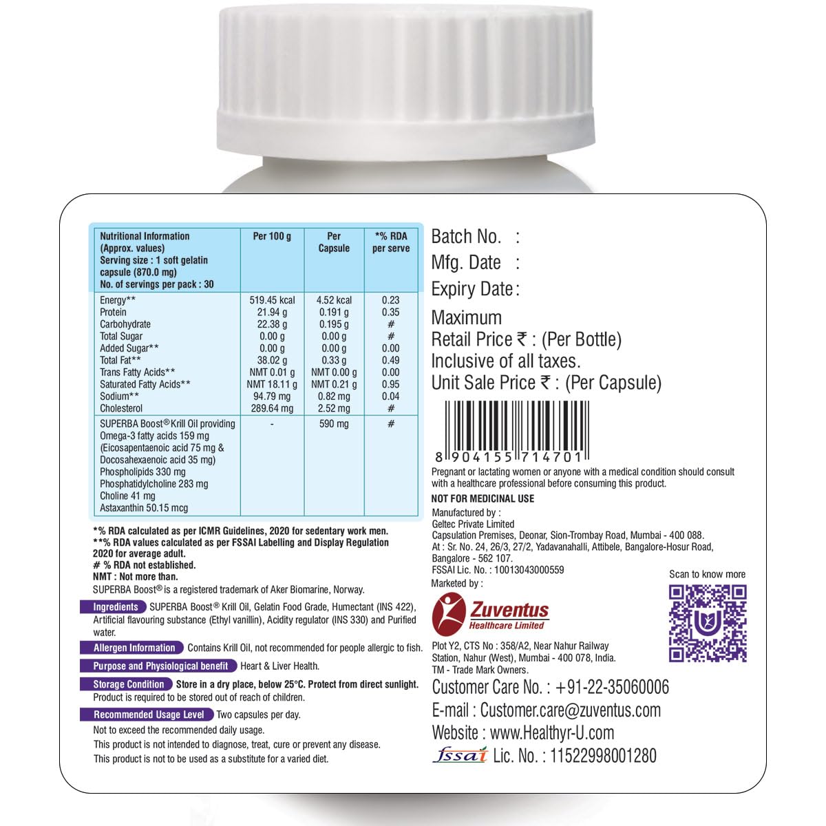 Antarctic SuperbaBoost Krill Oil Capsules